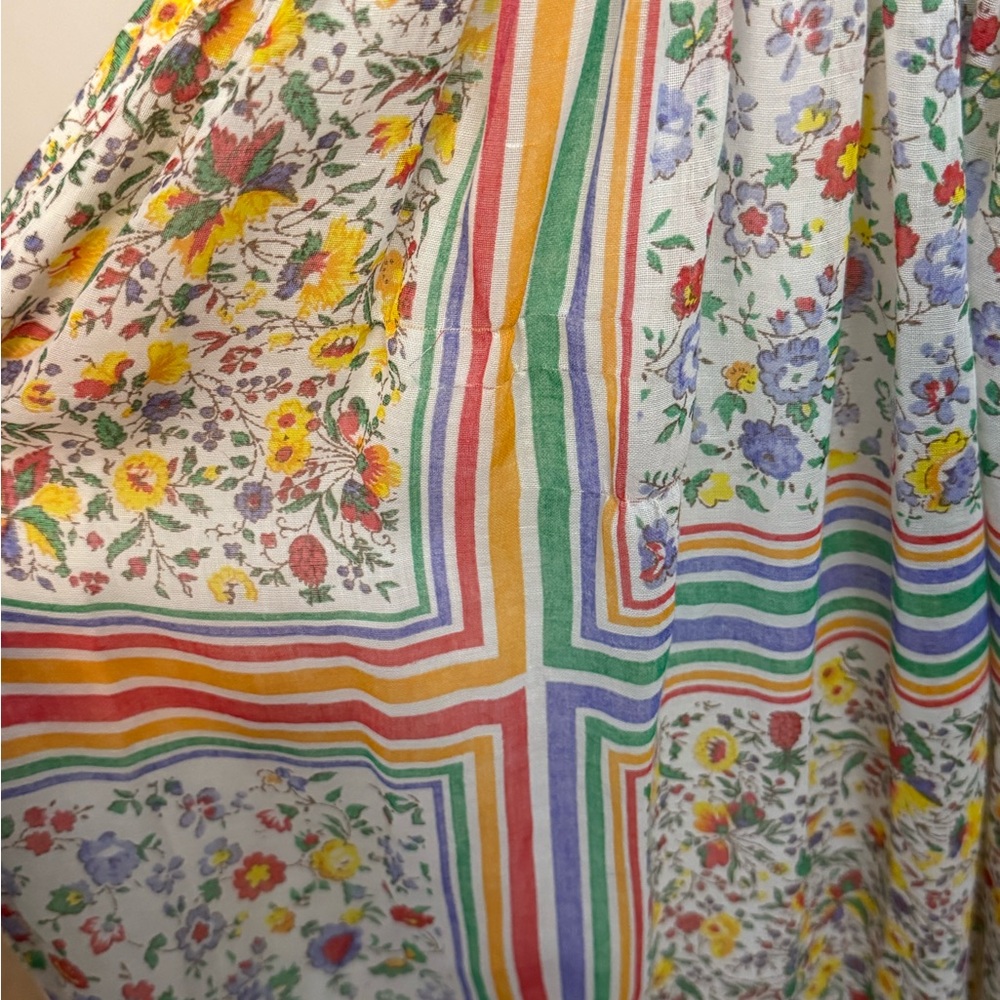 VINTAGE!-{Rainbow of California}-Size: S-Floral Multicolor Dress with Red Belt - Picture 2 of 9